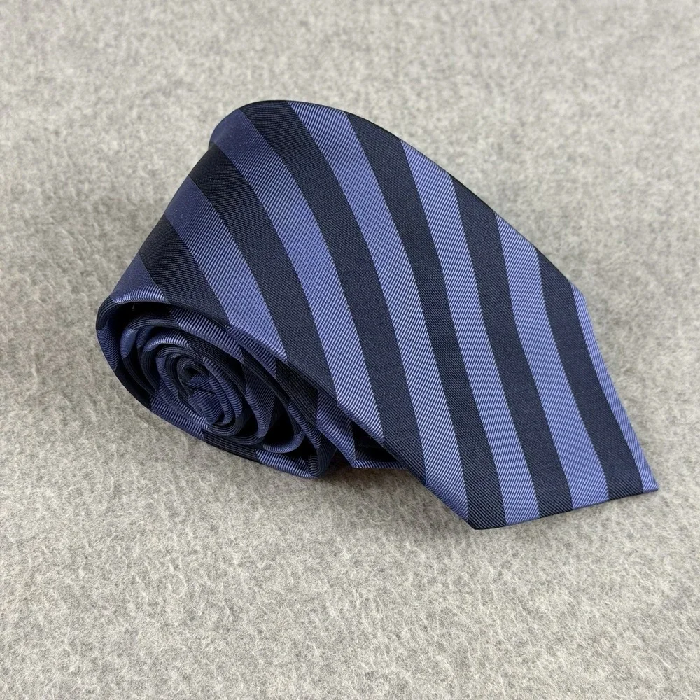 Banana Republic Blue Navy Diagonal Repp Stripe Silk Neck Tie Classic 58x3.4